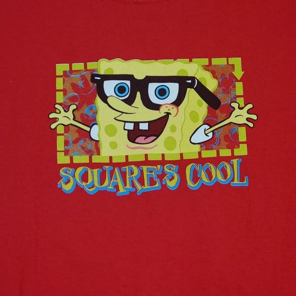 Y2k Adult XL Spongebob Squarepants Double Sided Graphic Tshirt Funny Red - Picture 4 of 7